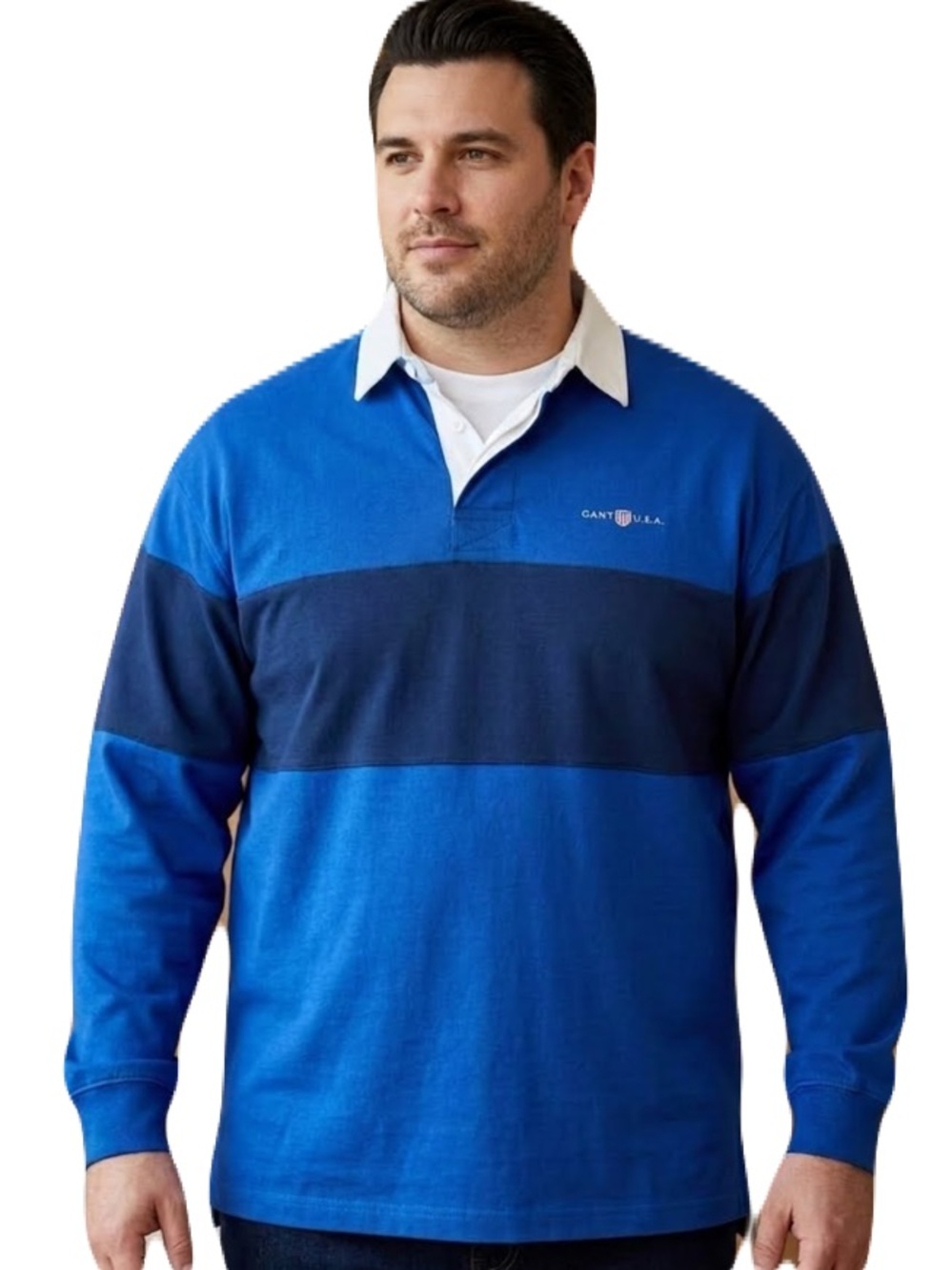 Gant USA Blue Black Heavy Cotton Rugby Polo Long Sleeve XL NEW